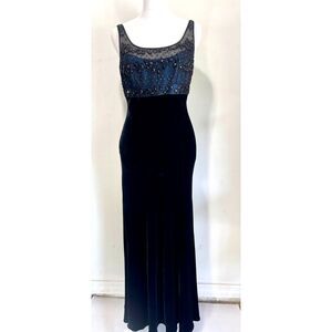 Carmen Marc Valvo maxi dress VTG 80's velvet sheer sequins ebeleged women 4